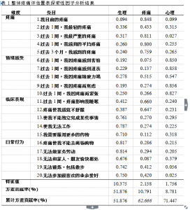 慢性疼痛患者整体疼痛评估量表的汉化及信效度评价