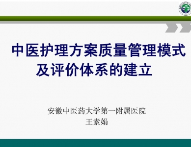 中医护理方案质量管理模式及评价体系的建立